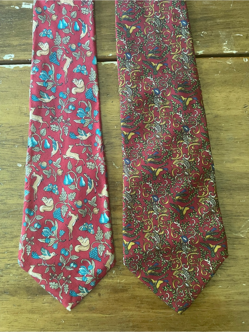 Lot of 2 SALVATORE FERRAGAMO Men's 100% Silk Necktie Tie Ties ITALY Luxury